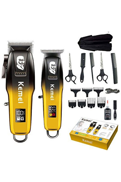 Kemei Επαγγελματικό Επαναφορτιζόμενο Σετ Κουρευτικής Μηχανής Χρυσό KM-8501