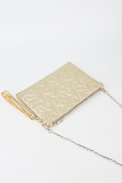 Vivaq Γυναικεία τσάντα χειρός και clutch με κίτρινο γκλίτερ, κεντημένο αστέρι...