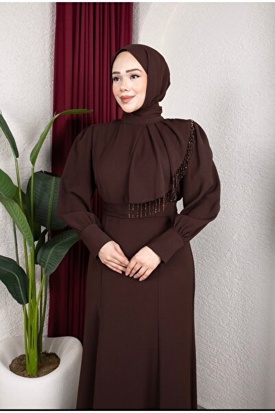 Elif Artar Aslı abiye kahverengi