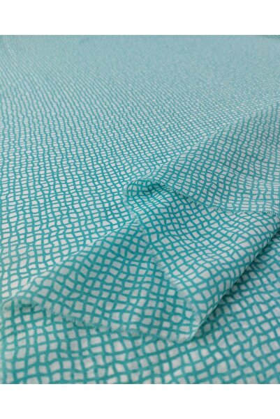 Kumaş Parça Ύφασμα σιφόν σε τιρκουάζ και λευκά χρώματα 145x250εκ.