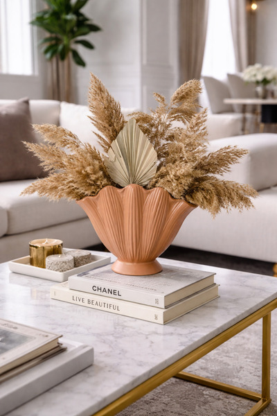 Zigzag Home Decorative Bohemian Style Large Size Shiny Oyster Vase Trinket Mu...