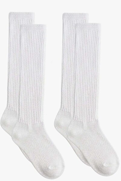 COTENCONCEPT 2 Pairs of Thin Ribbed Above-Knee Cotton Blend Children's Socks