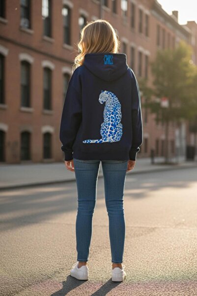 ciel moda Chill Navy Blue Oversized 3 Thread Sweatshirt
