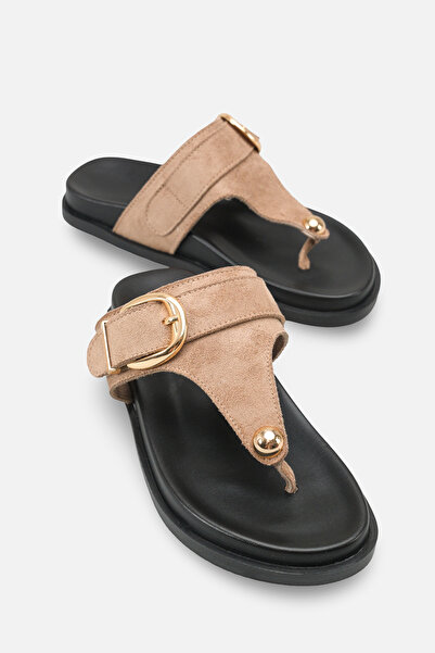 Solo Bag Γυναικείες άνετες και κομψές φλατ παντόφλες από καστόρι βιζόν με λεπ...