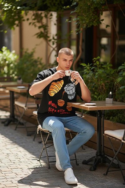 ciel moda Coffee-Themed Oversized T-Shirt