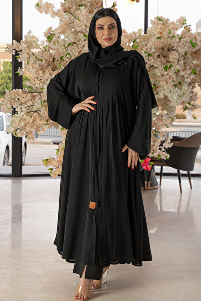 Hasnaa Abaya Plain Abaya with Soft Pleats