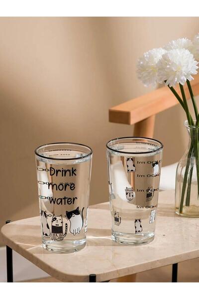 LC Waikiki Printed Glass Water Cup Set of 2 570 ml (S6)