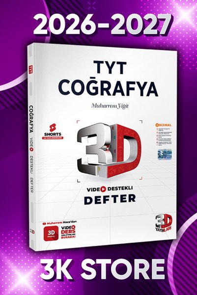 3D Yayınları 2026-2027 TYT Coğrafya Video Destekli Defter VDD