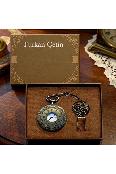 hediyesahibi Kişiye Özel Retro Vintage Roma Rakamı Temalı Köstekli Cep Saati
