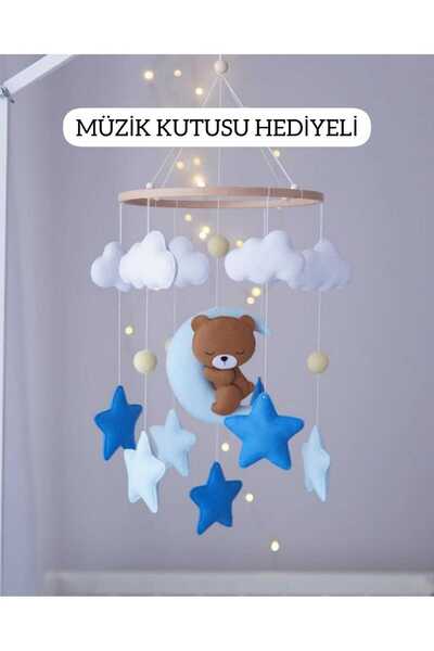 TREND METFİQ DECORATİON TREND Müzikli El Yapımı Keçe Bebek Dönencesi Beşik Ya...