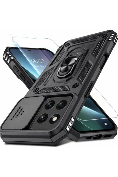Kipgsm Redmi Note 13 Pro 4G Uyumlu Ekran Koruyucu+Kılıf Sürgülü Yüzüklü Stand...