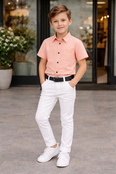leora kids store Erkek çocuk 3lü set(gömlek,kemer,pantalon)