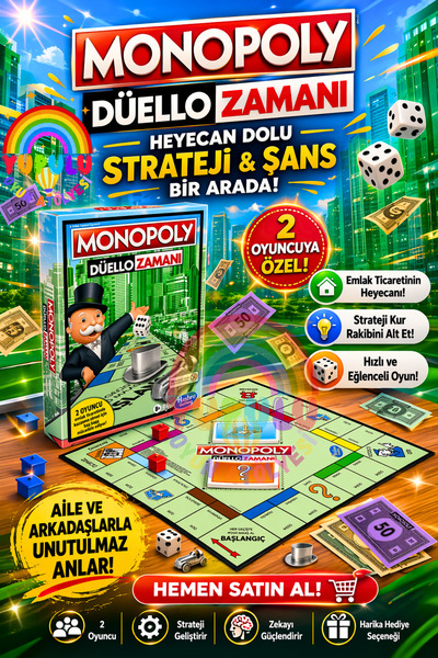 YUPULU Monopoly Düello Zamanı Kutu Oyunu ORJİNAL - Eğlenceli Aile & Arkadaş E...
