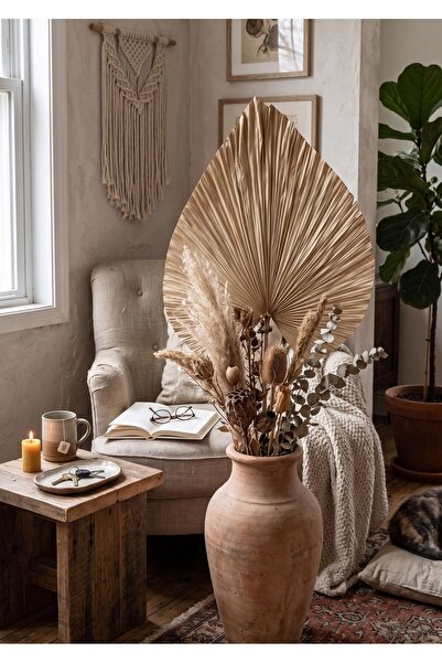 Lessio Home Bohem Dev Boy Doğal Bambu Yelpaze Palmiye Yaprağı 2 Adet- 136x55 ...