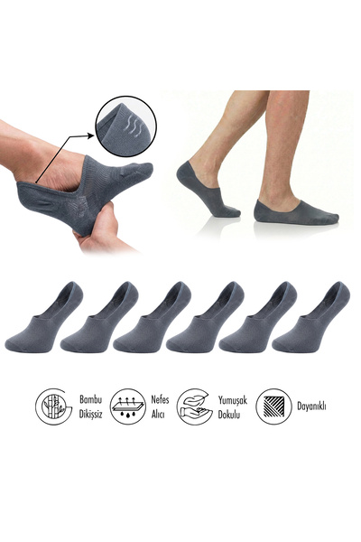 Lion Monroe Pure Bamboo Men's Ballerina Socks Smoked Seamless Invisible Non-S...