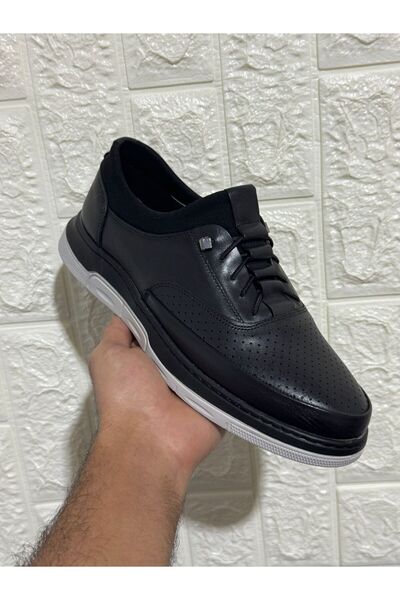 Greyybull Shoes حذاء كاجوال رجالي من الجلد الأسود