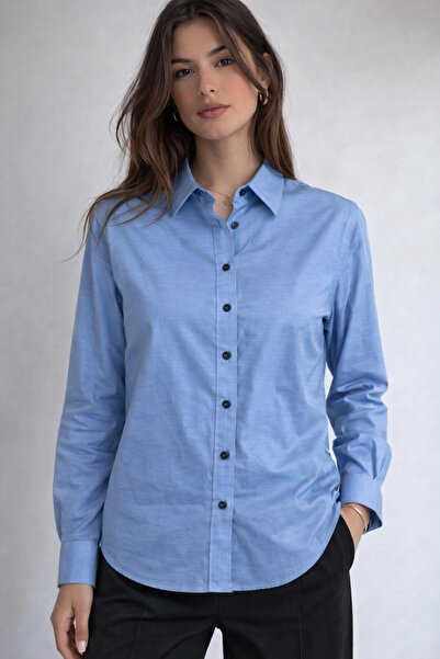 Albie Women's Long Sleeve Buttoned Basic Stylish Office and Daily Use Shirt