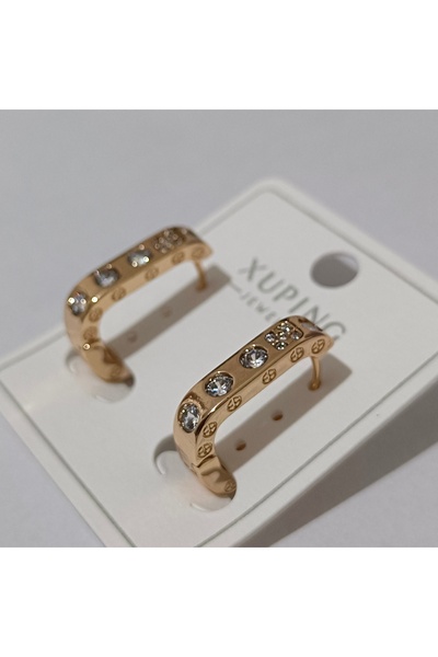 Zennemor Xuping Good Quality Stainless Steel Anti-Allergic Zircon Stone Square Hoop Earrings