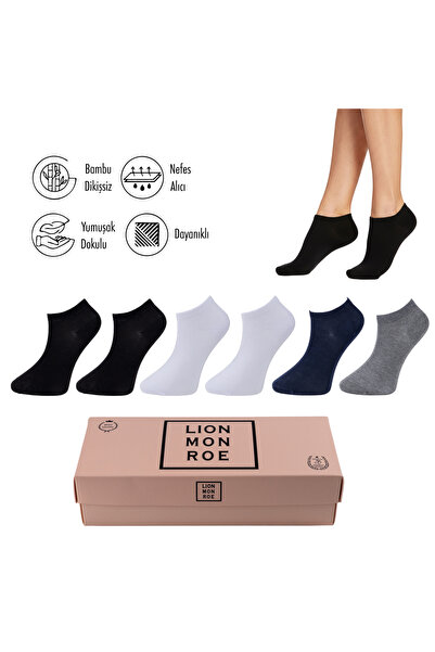 Lion Monroe Pure Bamboo Women's Booties Flat Short Socks Black-White-Navy Blu...