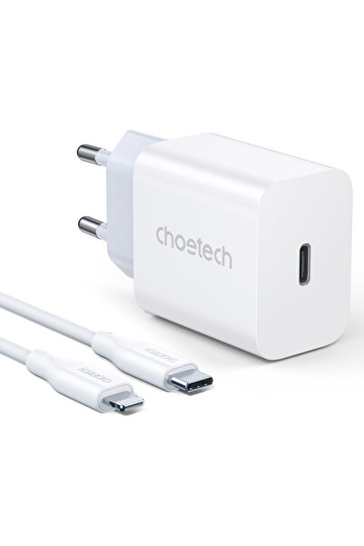 CHOETECH Φορτιστής USB-C με καλώδιο USB-C σε Lightning - Παροχή ισχύος 20W Λευκό