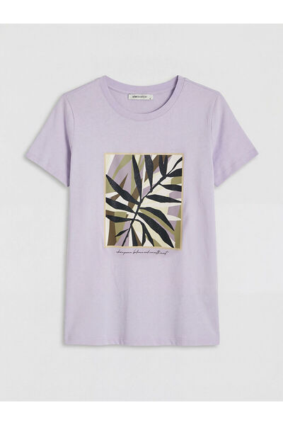 LC Waikiki NEVAVM Farkıyla LCW EVERYDAY Γυναικείο μπλουζάκι με στάμπα λιλά με...