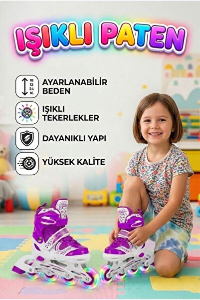 Tıfıl Toys Işıklı Silikon Tekerli Ayarlanabilir M 34-37 Bedenli Çocuk Pateni ...