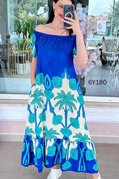 İnce Topuk Φόρεμα Μαντόνα Γιακάς Βισκόζης 6y180