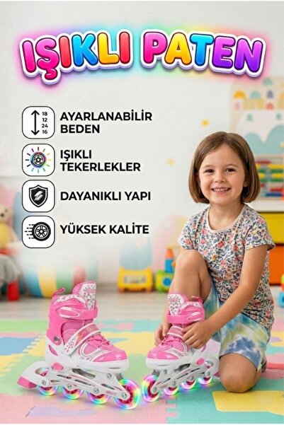 Tıfıl Toys Işıklı Silikon Tekerli Ayarlanabilir M 34-37 Bedenli Çocuk Pateni ...