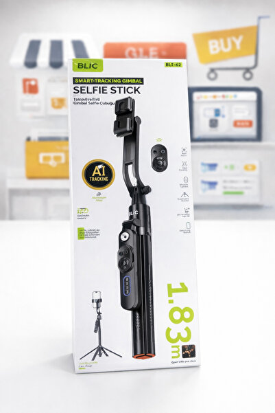 AslıCanaccessories Akıllı Takipli Gimbal Selfie Stick 1.83m Tripodlu Bluetoot...