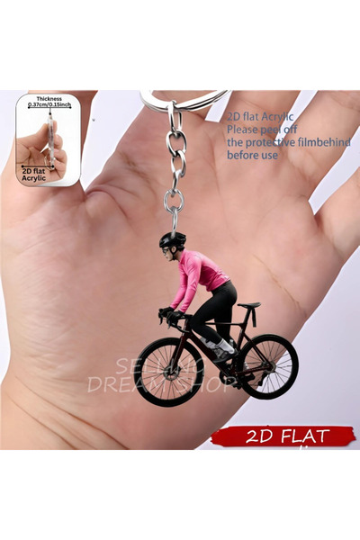 Choice1 7 Cyclist-Q0010 Cyclist 2D Flat Acrylic Pendant Bike Keychain Cycling...