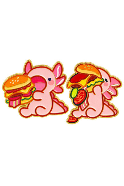 Choice دبوس مينا بتصميم 1 Eat Hamburgers وبروشات على شكل سلمندرة عملاقة، يستخ...
