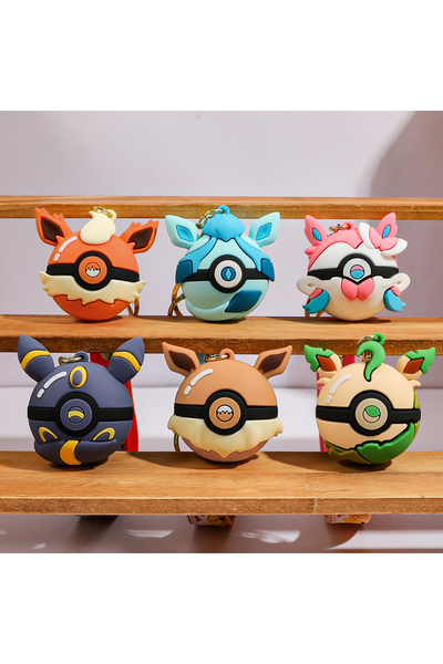 Choice1 6 cm 6PCS Poké Ball Keychain Set PVC Pokemon Ball Key Ring Official S...