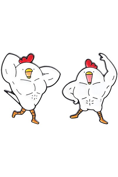 choice2 TZ2490 Bodybuilding Chicken Enamel Pins Cartoon Strong Muscle Animal ...