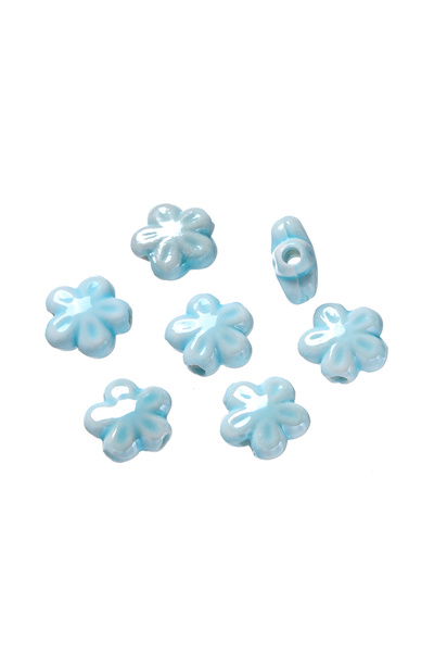 Choice5 Light blue 10pcs Colored Ceramic Flower Shaped Beads Spacer Loose Bea...