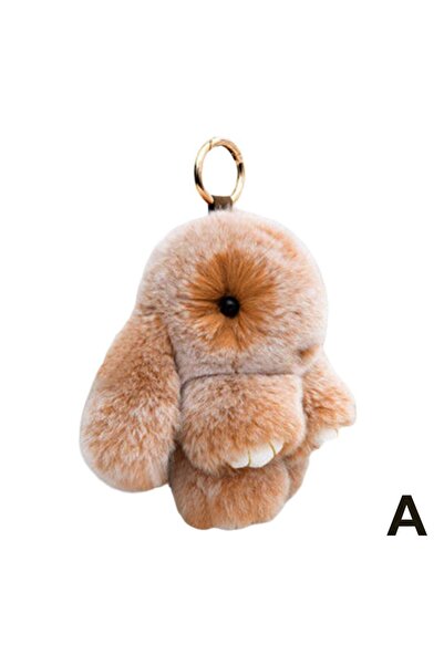 Choice Khaki Real Rabbit Fur Bunny Keychain For Women Cute Fluffy Rabbit Bag ...