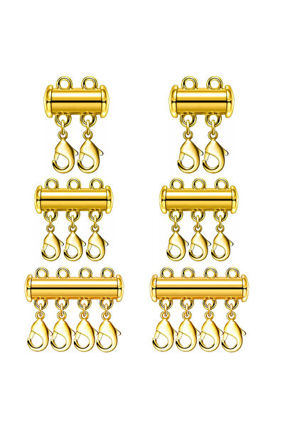 choice2 قلادة ذهبية اللون بثلاثة صفوف، قطعتان، متعددة الطبقات، مع مشبك جراد ا...