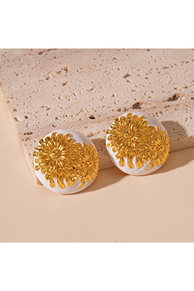 Choice1 gold color Luxury Golden Daisy Flower Stud Earrings Women's Fashion G...