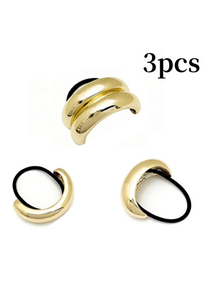 Choice4 3PC 3/6pcs Gold Ponytail Cuff with Elastic Hair Ties Metal Charms Bla...