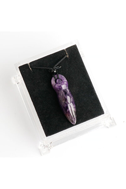 Choice1 Amethyst 1pc Natural Stone Goddess Totem Necklace Woven Pendant Makin...