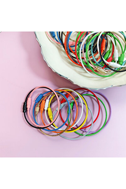 Choice 10pcs random color 10pcs Colorful Stainless Steel Wire Keychain Cable ...