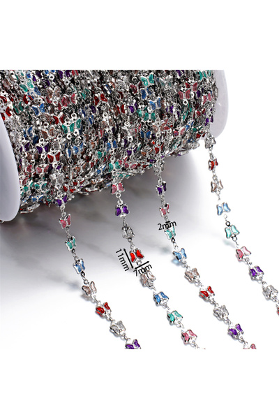 Choice12 Silvery-06 1Meter Copper Chain With Crystal Beads Chain DIY Necklace...