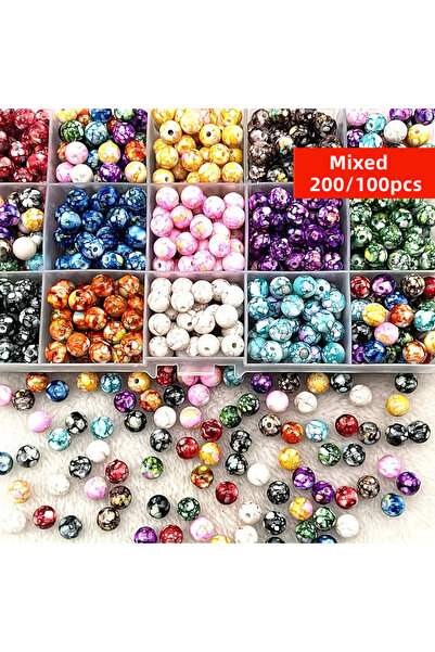 Choice 8mm-100pcs Mixed 200/100pcs 8mm Cracked Acrylic Loose Spacer Beads For...