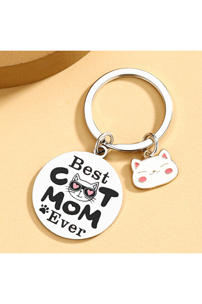 Choice Silver Stocking Stuffers for Cat Mom Gifts for Women Cute Cat Keychain...
