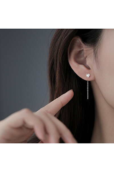 Choice3 زوج واحد من الأقراط qd545-2 الأنيقة ذات السلسلة على شكل قلب مع شراشيب...
