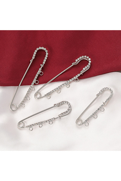 Choice3 50mm With 3 Loop Silver 5pcs 50/60/70/75mm Rhinestone Brooch Safety P...