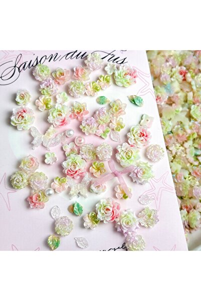 Choice1 M8993-50PCS 50 قطعة زينة أظافر من الراتنج على شكل زهور الكاميليا والف...
