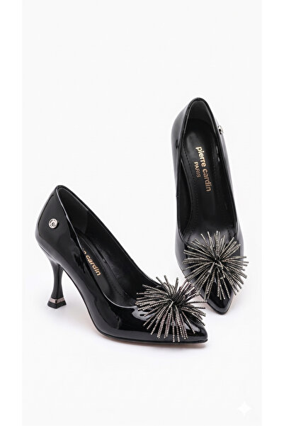 Pierre Cardin Γυναικεία μαύρα δερμάτινα παπούτσια με τακούνι κομψού σχεδιασμο...