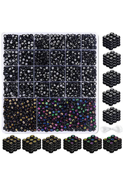 Choice black 1020PCS A-Z Alphabet Beads 3 Colors Black round Jewelry Making S...
