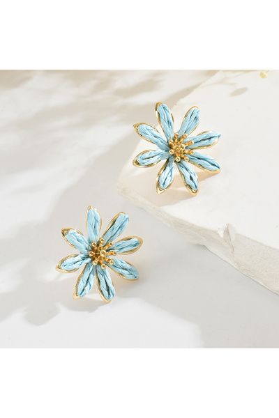 Choice3 Blue Bohemia Trendy Sweet Daisy Flower Rattan Knit Stud Earrings for ...