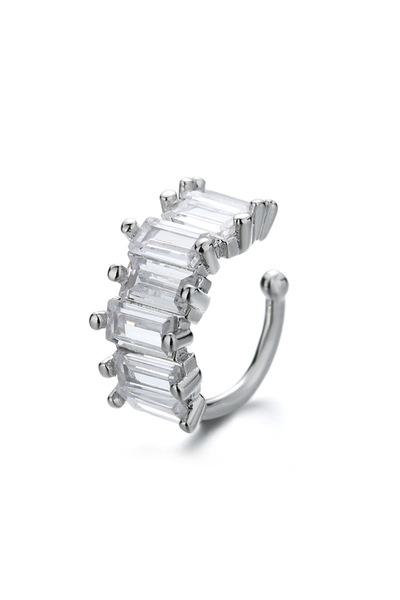 Choice Sliver Color ZAKOL 1Pcs Square Zircon Ear Clip Earrings for Women Girl...